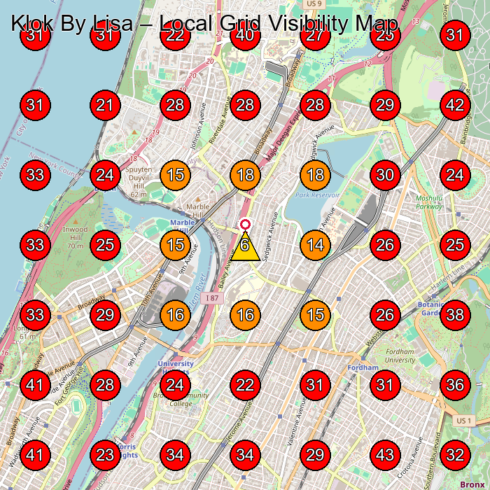 Klok By Lisa GeoGrid visibility map for Women'S Clothing Store in Bronx